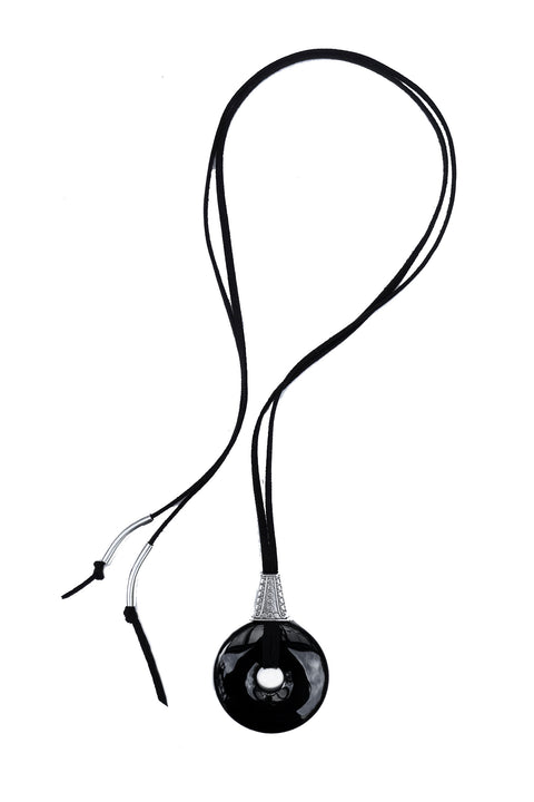 Black Agate Amulet with Western hardware