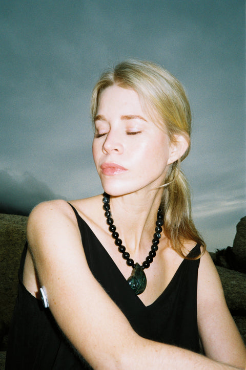 Black Agate & Labradorite Amulet