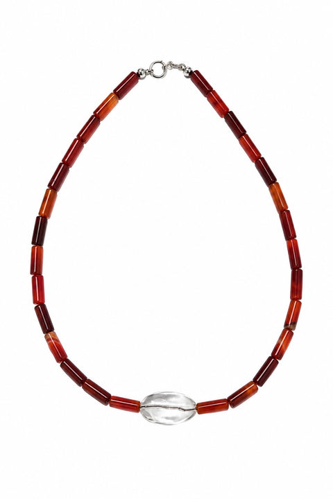 Small Carnelian & Clear Quartz Amulet