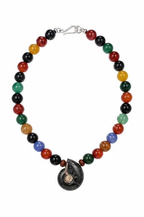 Mix Agate & Ammonite Amulet