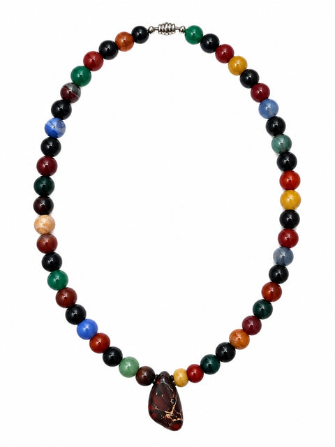 Mix Agate & Jasper Long Amulet