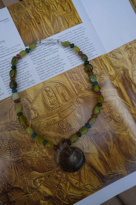 Serpentine & Fossilised Amulet