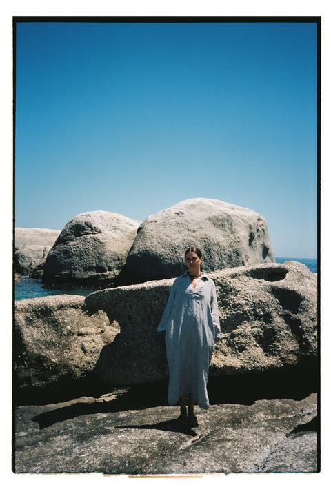 Venus Dress in Stone & Black Stripe