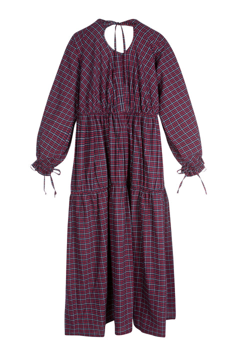 Vesta Dress in Aubergine Plaid