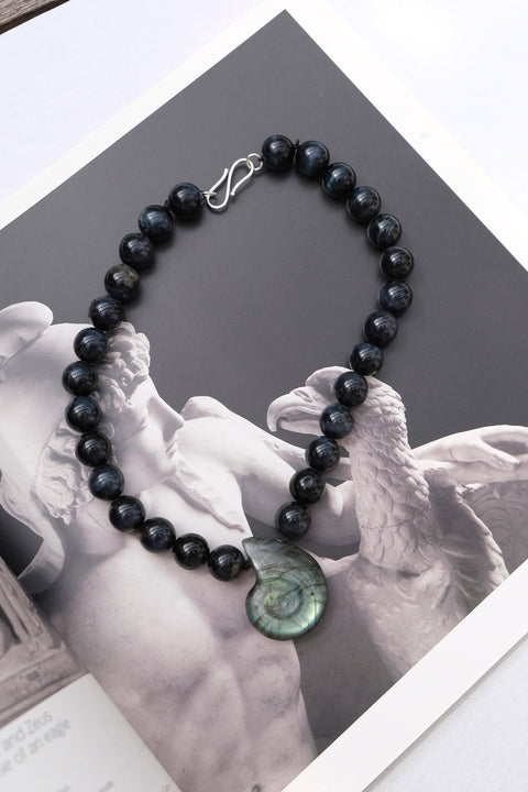Black Agate & Labradorite Amulet