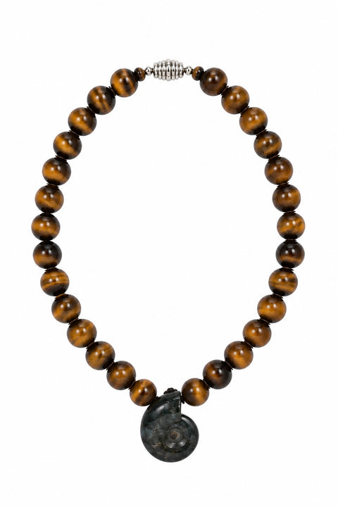 Gold Tiger's Eye & Ammonite Amulet
