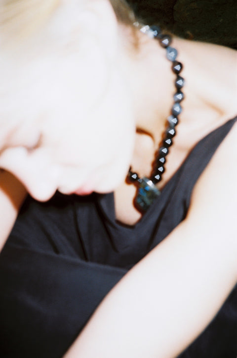 Black Agate & Labradorite Amulet