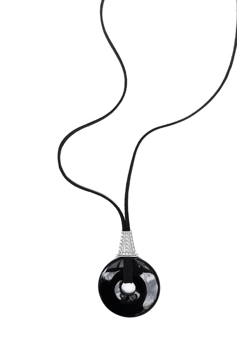 Black Agate Amulet with Western hardware