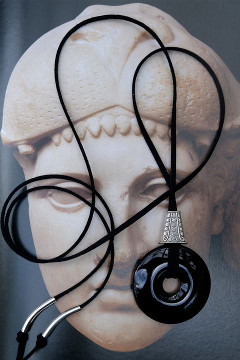 Black Agate Amulet with Western hardware