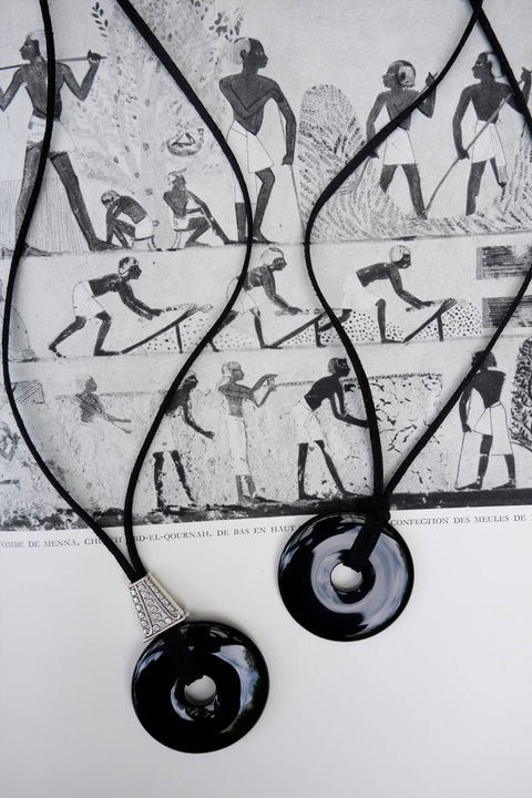 Black Agate Amulet with Western hardware