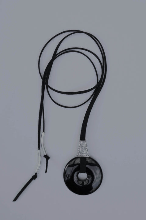Black Agate Amulet with Western hardware