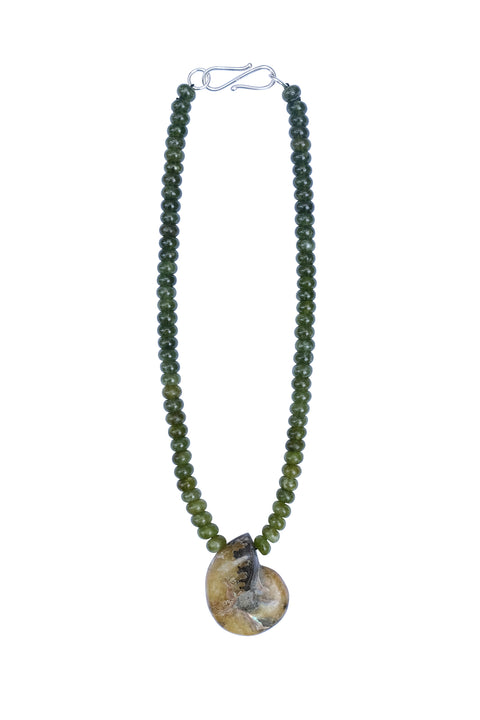 Green Tourmaline & Fossilised Amulet
