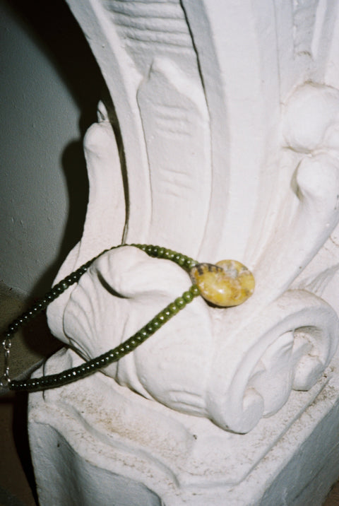 Green Tourmaline & Fossilised Amulet