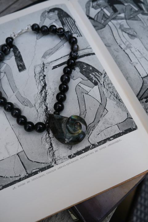 Black Agate & Labradorite Amulet