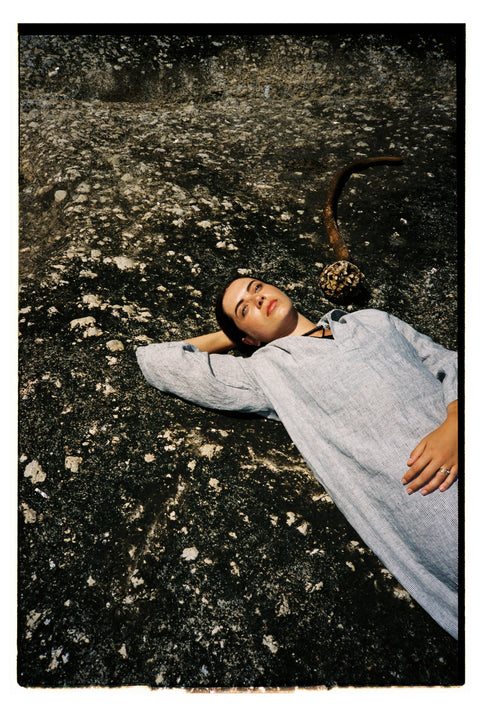 Venus Dress in Stone & Black Stripe