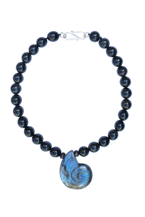 Black Agate & Labradorite Amulet