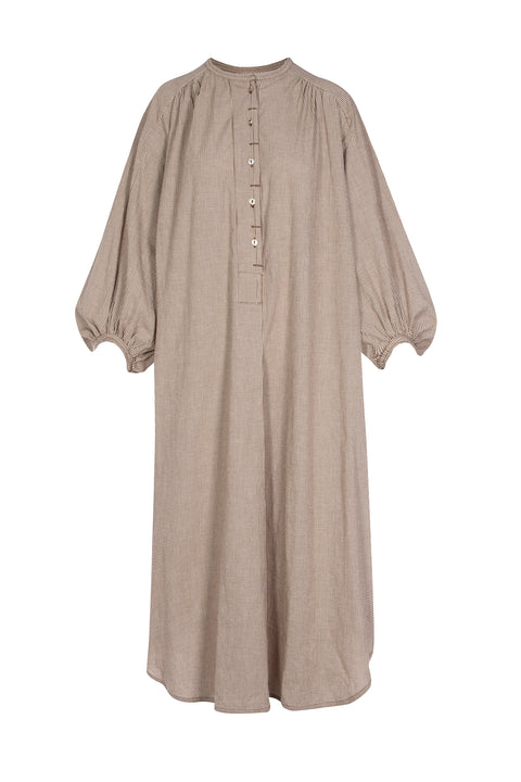 Rhea Shirt Dress in Brown Gingham