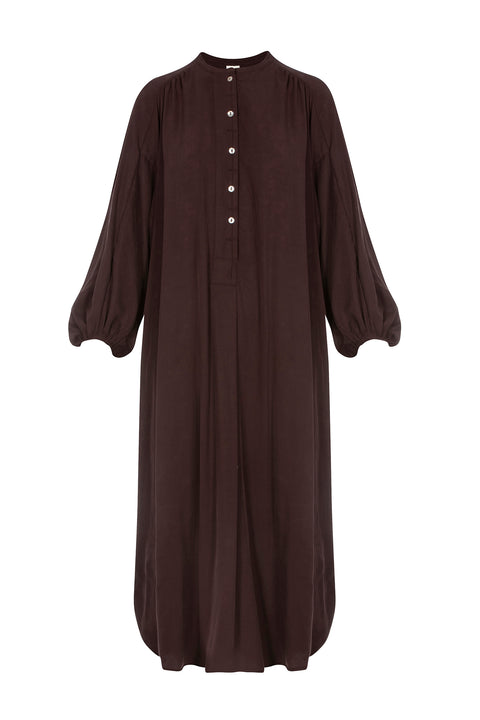 Rhea Shirt Dress in Brown Lyocell