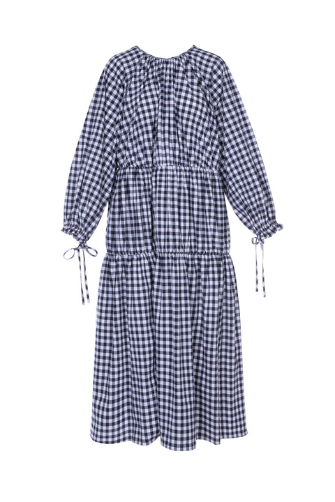 Vesta Dress in Navy Gingham