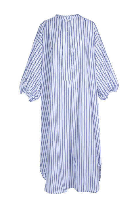 Rhea Shirt Dress in Blue Stripe