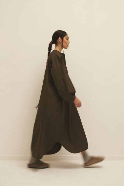 Rhea Shirt Dress in Brown Lyocell