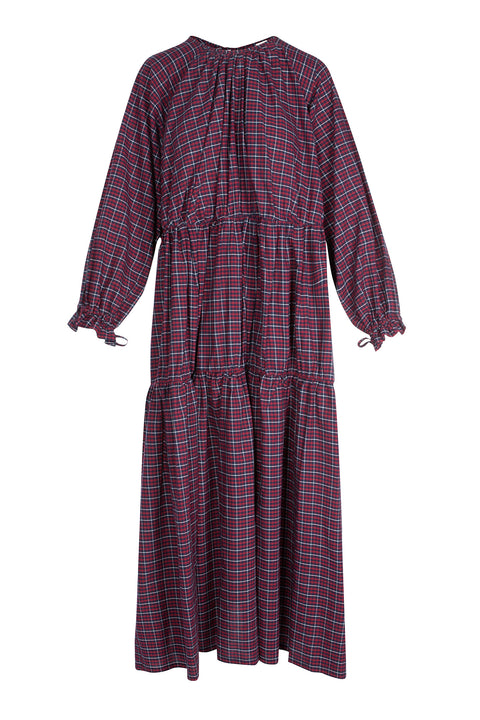 Vesta Dress in Aubergine Plaid