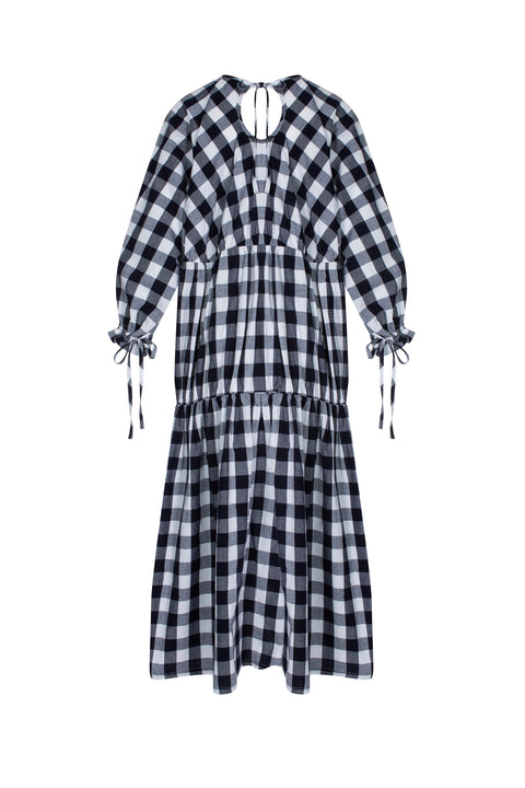 Vesta Dress in Giant Navy Check