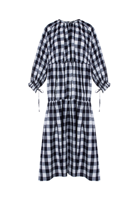 Vesta Dress in Giant Navy Check
