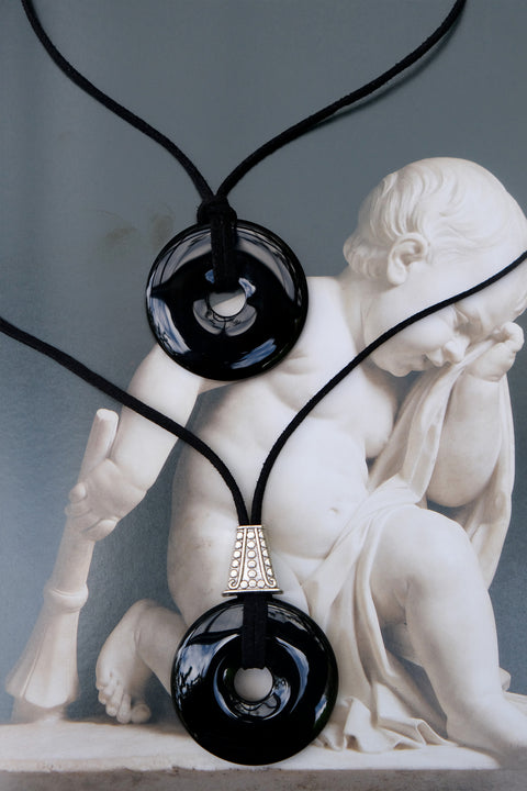 Black Agate Amulet with Western hardware