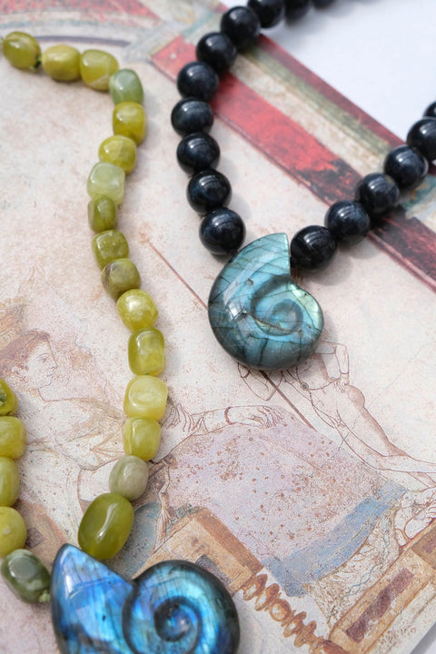 Ammonite Amulet in Blue Tiger's Eye