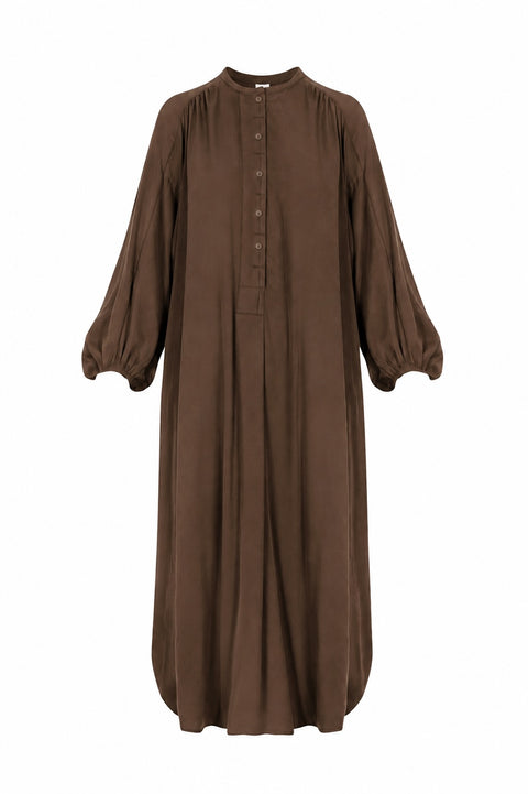 Rhea Shirt Dress in Brown Lyocell