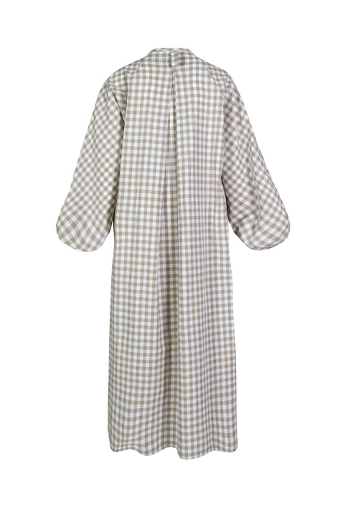 Rhea Shirt Dress in Stone Check